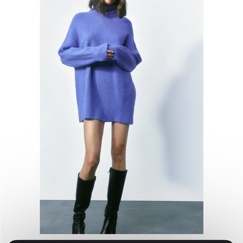 ZARA Indigo Blue Oversized Knit Sweater Jumper